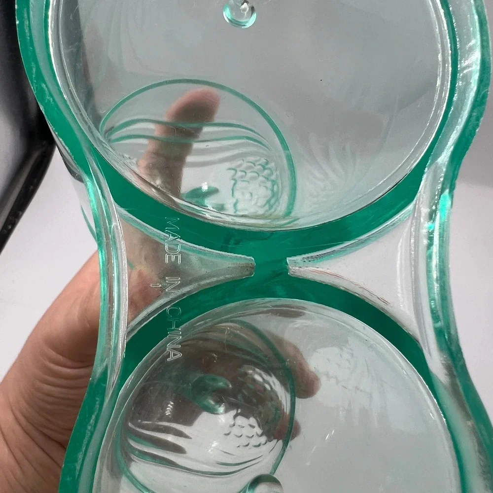 Vintage Aqua Plastic Double Vanity Canister Figural Swan Lids Retro Organizer